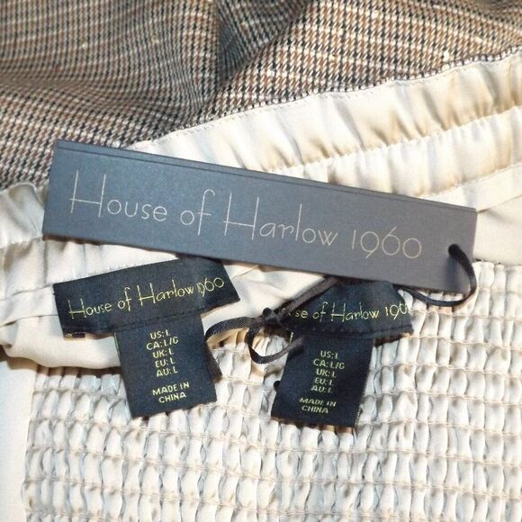 new HOUSE OF HARLOW 2pc Set/Outfit, L, Baggy Pants/Crop Top, Light Sequins,Tweed - Picture 7 of 14